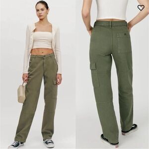 Reformation Army Green Cargo  Straight Leg Pant